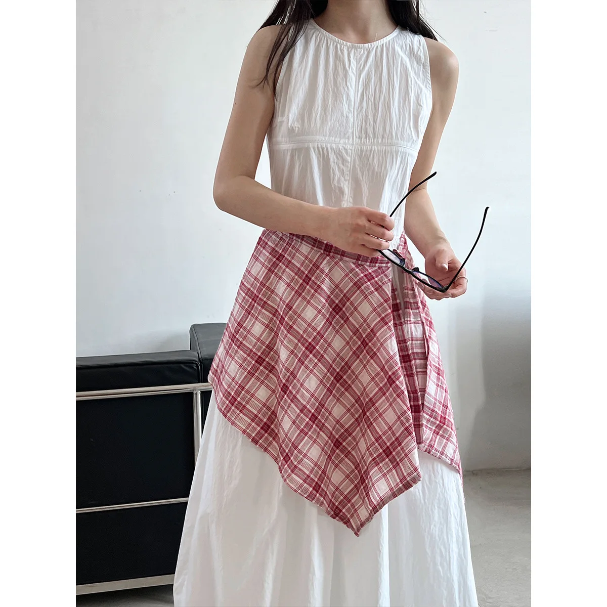 French Sleeveless Dress Summer New Loose Tank Top Long Dress Knock Good Puff Flower Bud Skirt 5102 dress for women