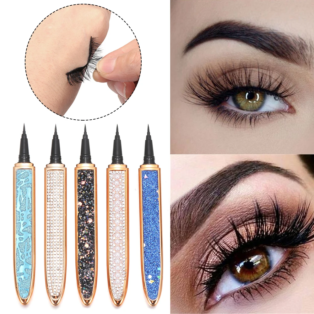 50pcs Magic Lash Liner Glitter Liquid Eyeliner Waterproof Eye Makeup Tool Glue Pen Self-adhesive Non Magnetic No Glue Bling