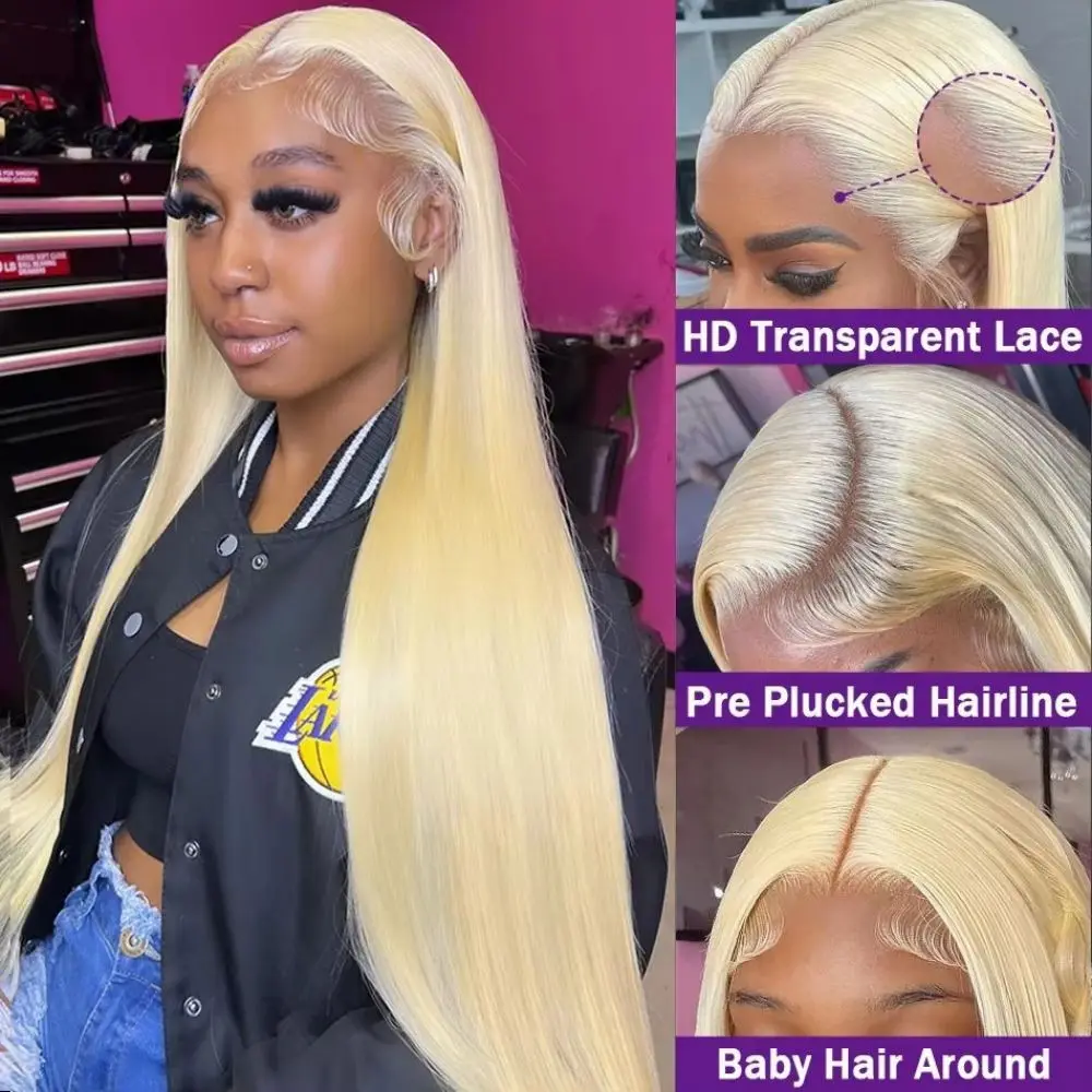 Hd transparent gerade 13x6 Spitze vorne Echthaar Perücke farbig vor gezupft 13x4 honig blonde Spitze Frontal Perücken für Frauen