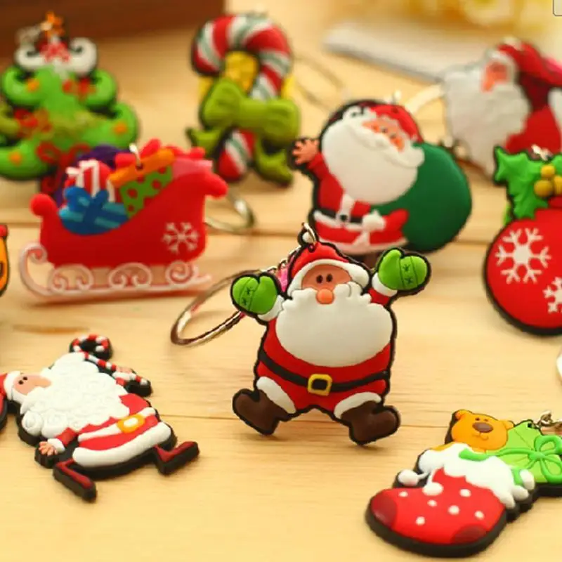 Children's Gifts Creative Fashion Key Chains Cute Keychains Mini Father Christmas Tree Decorations Santa Claus Keychain XMAS