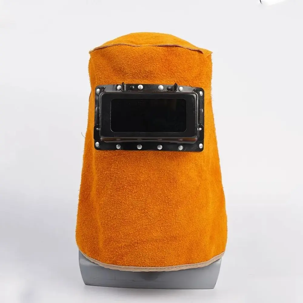 قناع خوذة لحام بعدسة مفتوحة قابلة للطي، قناع حماية لحام جلدي مريح ومتين ومقاوم للهب وقابل للتنفس #1