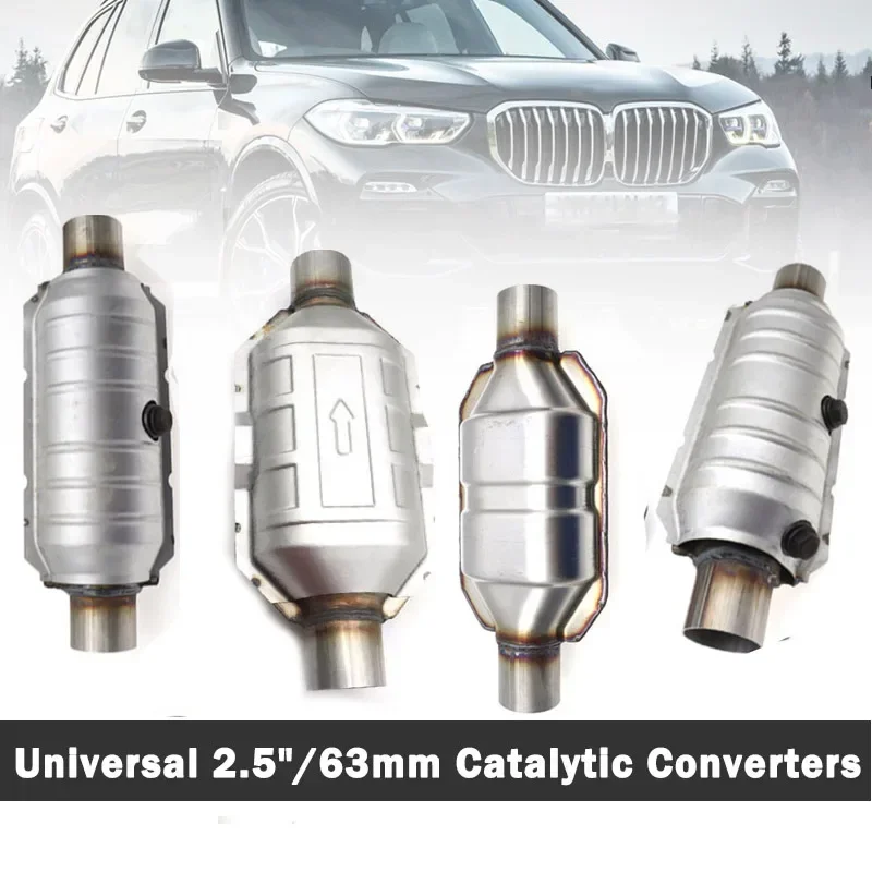 

Universal 2.5"/63mm Exhaust Catalytic Converters Ceramic Substrate EURO1 Stainless Steel w/Guard Shield High Quality Exhaust