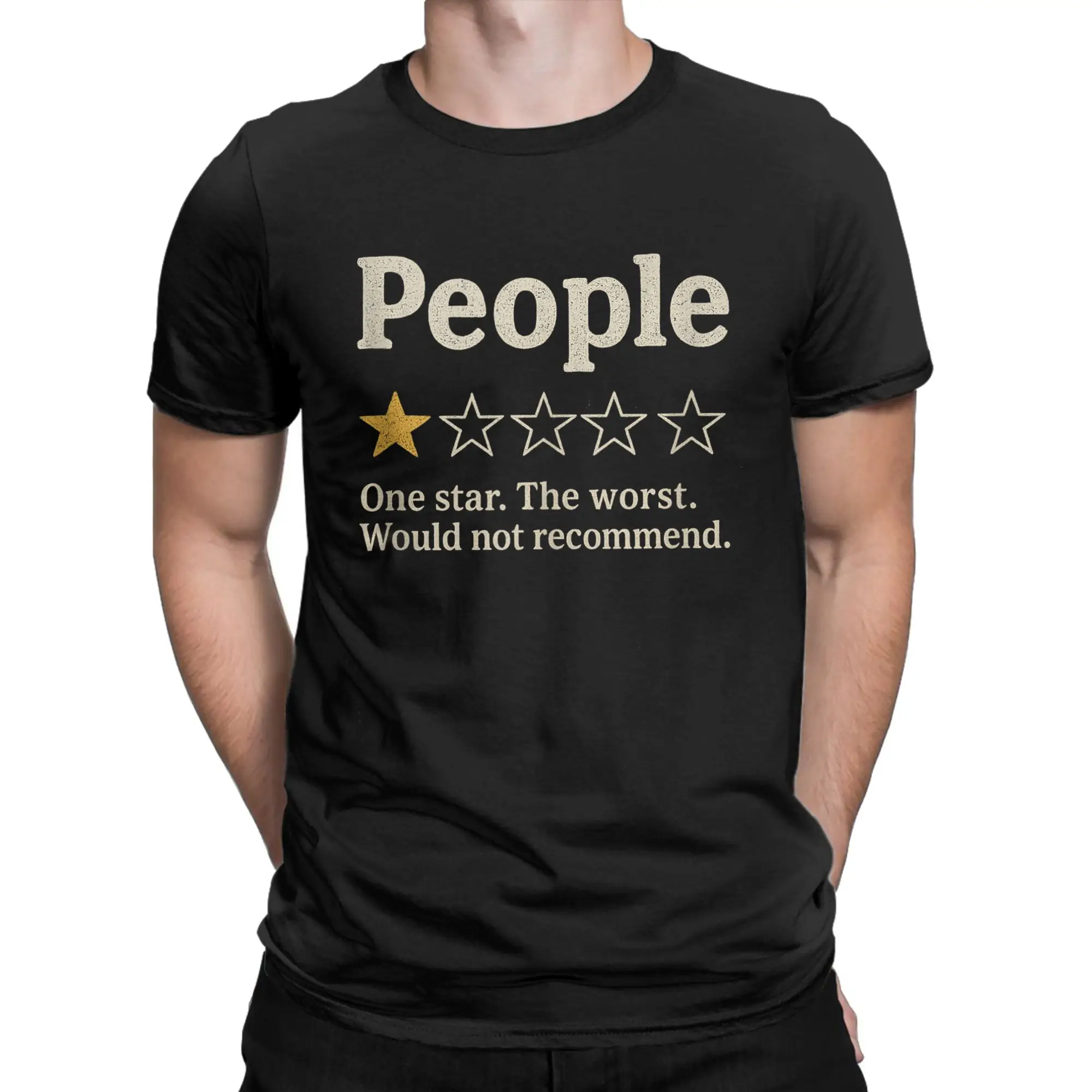 People One Star Rating Would Not Recommend Introvert T Shirt Beach Harajuku T Shirts Men's Cotton O Neck Oversize Clothes