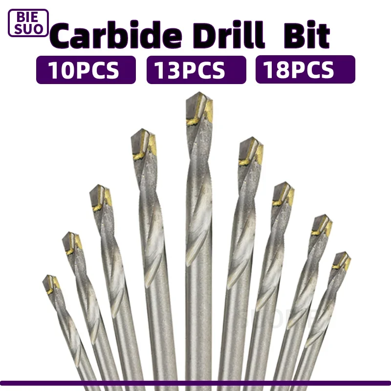 Carbide Drill Bits With Tungsten Steel Straight Shank Drill Bits Are Used For Steel Iron Aluminum Alloy Ceramic Tiles 3-20mm Set