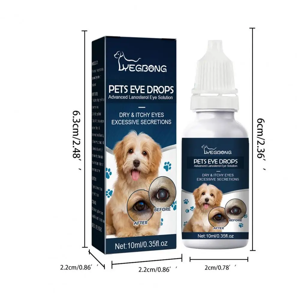 10ml Dogs Eye Drops Safe Ingredients Quick Absorption Long Lasting Gentle Anti-itching External Use Pet Dog Eye Wash Drops Pet