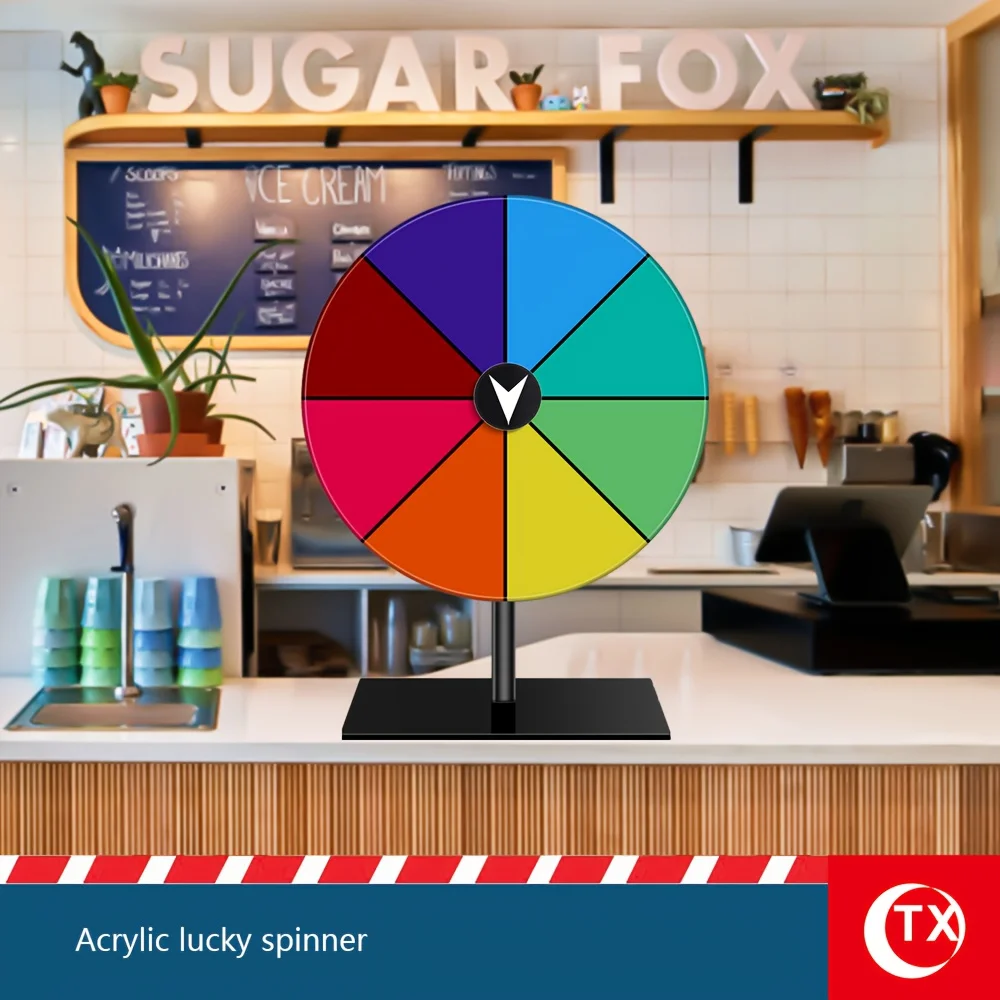 

Reusable Acrylic Lucky Spinner Wheel with Magnetic Pointer & Black Detachable Base | Writable Dry-Erase Game Wheel for Party, Cl