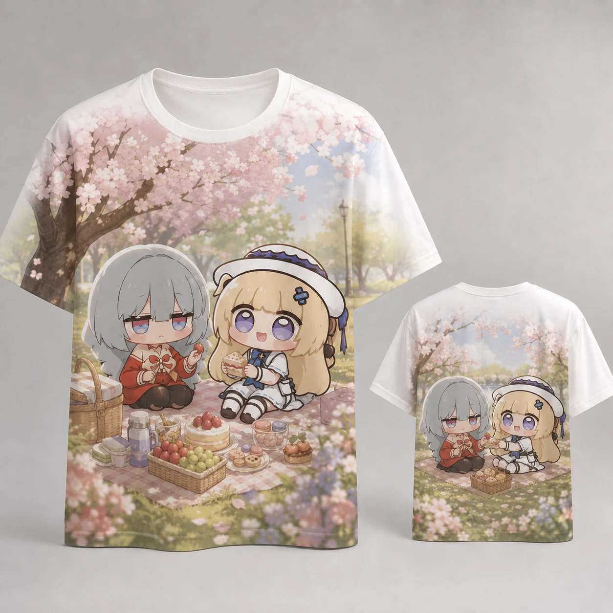 Phoebe Joubi Phrolova Cute Chibi Anime Rainy Day T Shirt Kawaii Girls Umbrella Hydrangea Street 3D Print Breathable Summer Top