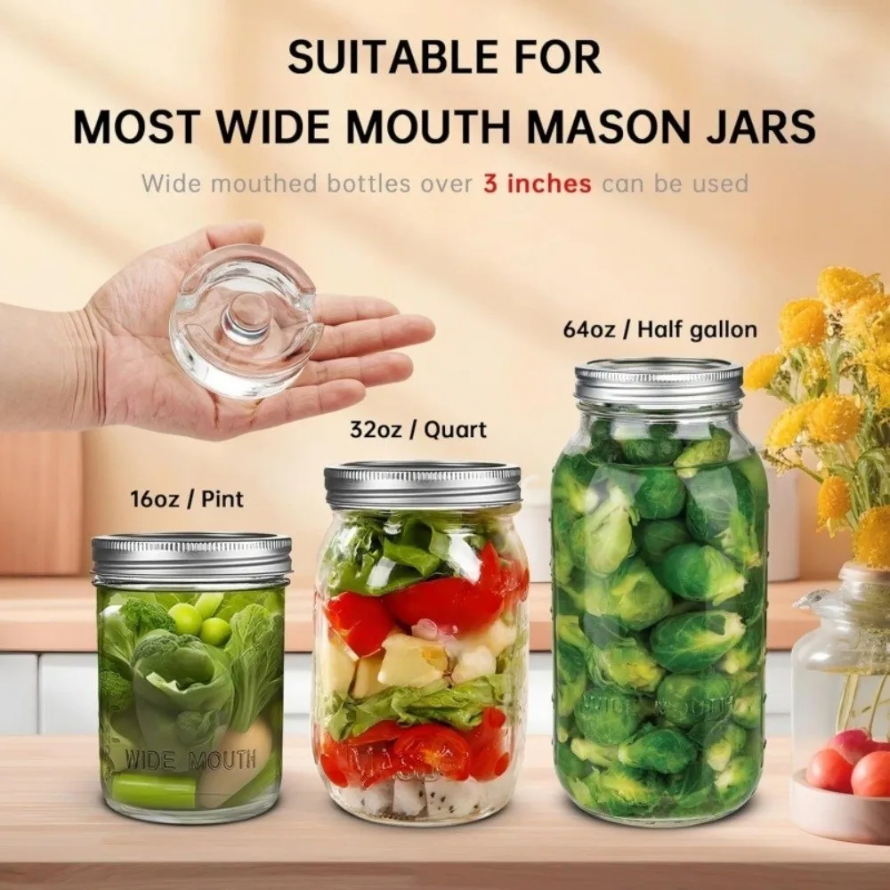 Fermented Glass Weight Lid with Handle Sealed Wide Mouth Mason Jar Lid Kitchen Gadgets Clear Heavy Fermenting Weights