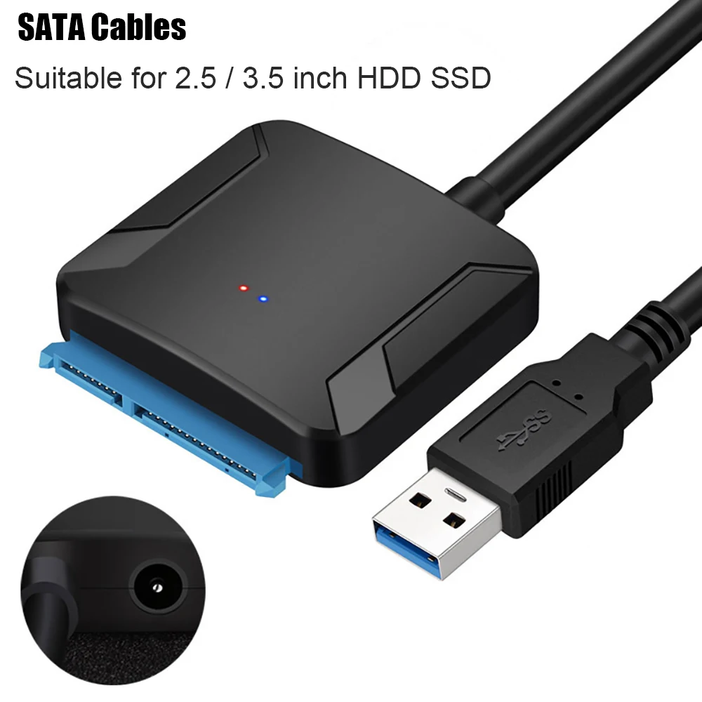 Cable USB 3,0 a SATA, adaptador de disco duro externo, adaptador de alta velocidad de 6Gbps con puerto de fuente de alimentación compatible con HDD/SSD 2,5 3,5