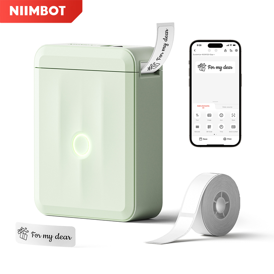  Niimbot D110 Mini Handheld Thermal Label Maker Wireless Sticker Machine Inkless Pocket with Label Sticker for Home Office 