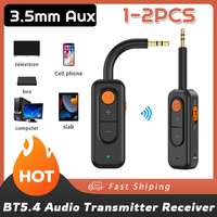 2 In 1 Audio Transmitter Receiver 3.5mm AUX Bluetooth-Compatible 5.4 Wireless Audio Adapter for TV Car Speakers PC Headphone