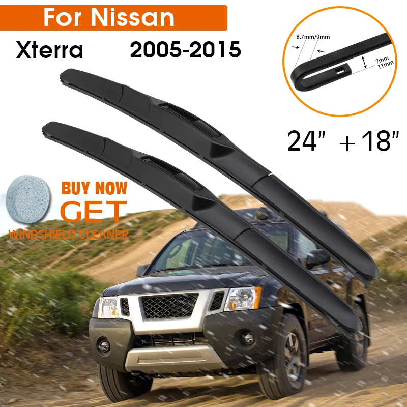 Car Wiper Blade For Nissan Xterra 2005-2015 Windshield Rubber Silicon Refill Front Window Wiper 24"+18" LHD RHD Auto Accessories