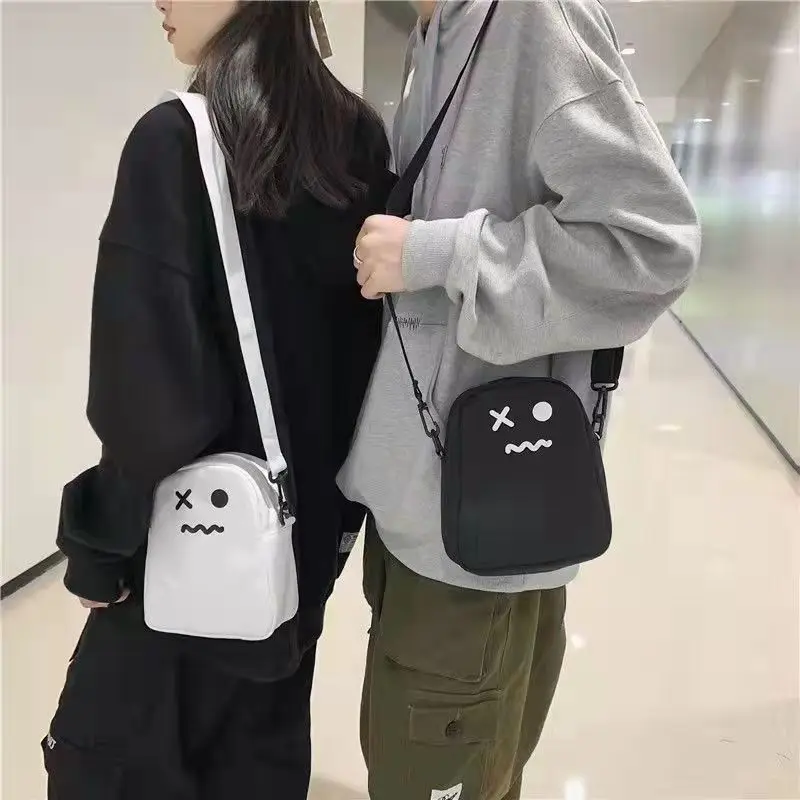 Cartoon Ghost Pattern Cross-body Bag Female Ugly Adorable Personality Retro Casual Versatile College Student Japanese Ins-style