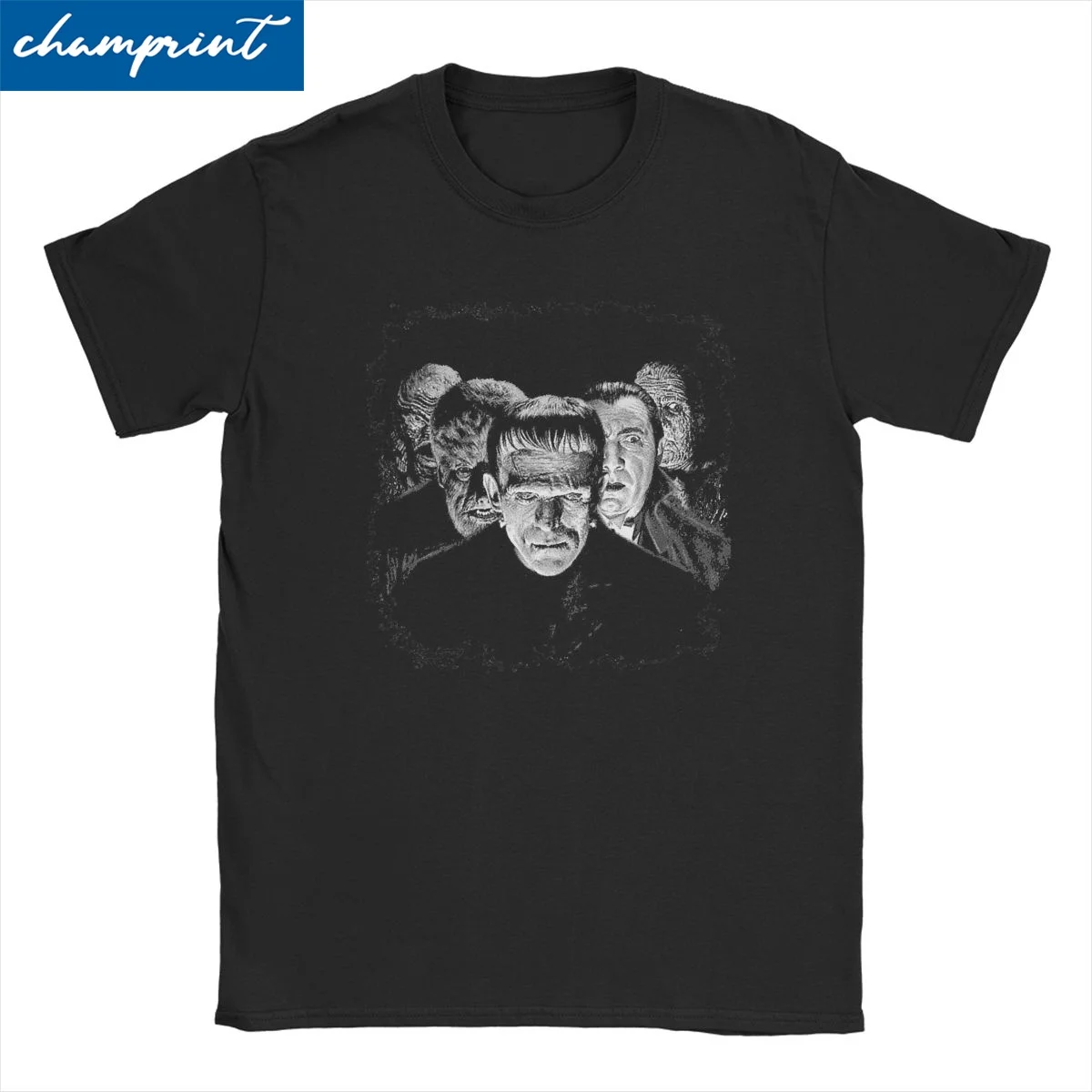 Men Women's T-Shirts Monsters Frankenstein Novelty Pure Cotton Tee Shirt Retro Horror Movie T Shirts Clothing Big Size