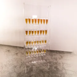 Estante de almacenamiento de pared de champán acrílico para celebración de boda, soporte para bebidas, copa de vino brillante, 160 CM