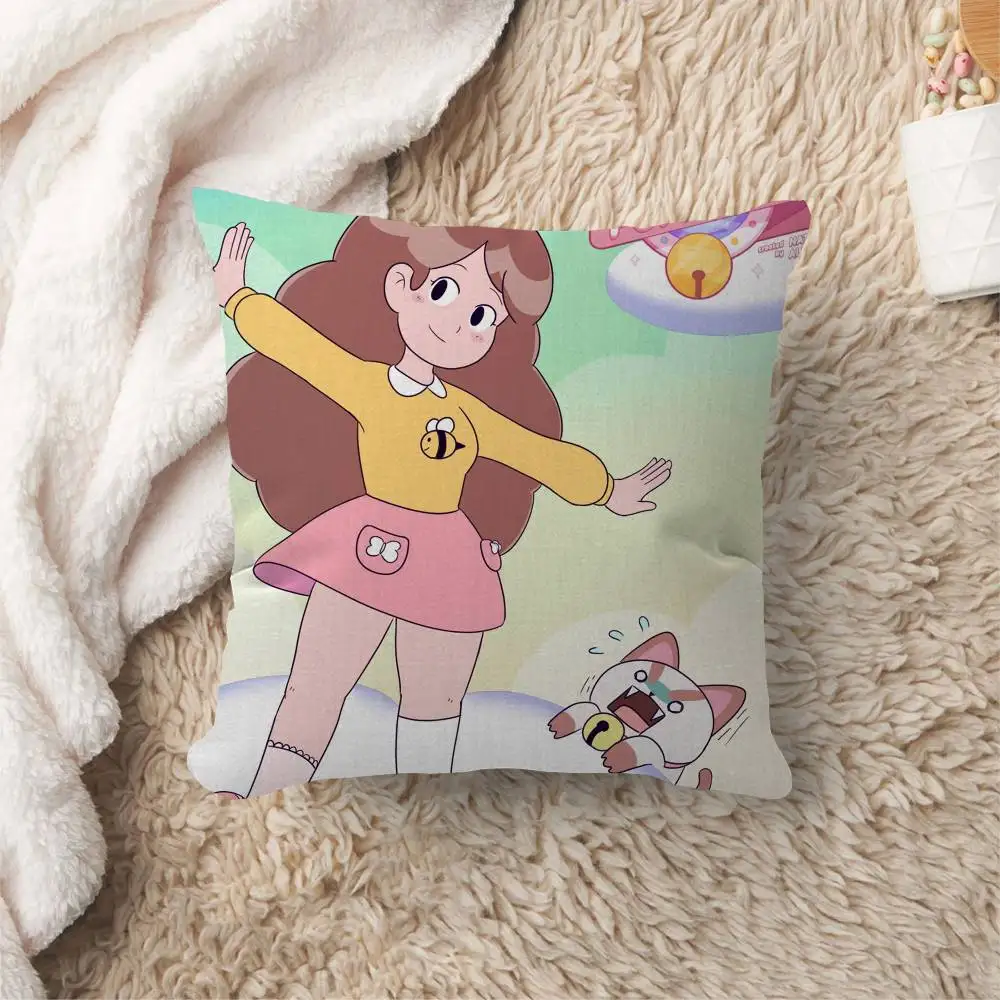 Animation Bee And Puppycat Cushion Cover Car Throw Pillow Case For Sofa Car Christmas Gift 40x40cm 45x45cm