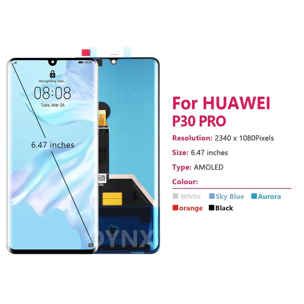 P30 Pro supports fingerprint display Huawei P30 Pro VOG-L29 VOG-L09 LCDdisplay new AMOLED alternative for touch screen digitizer