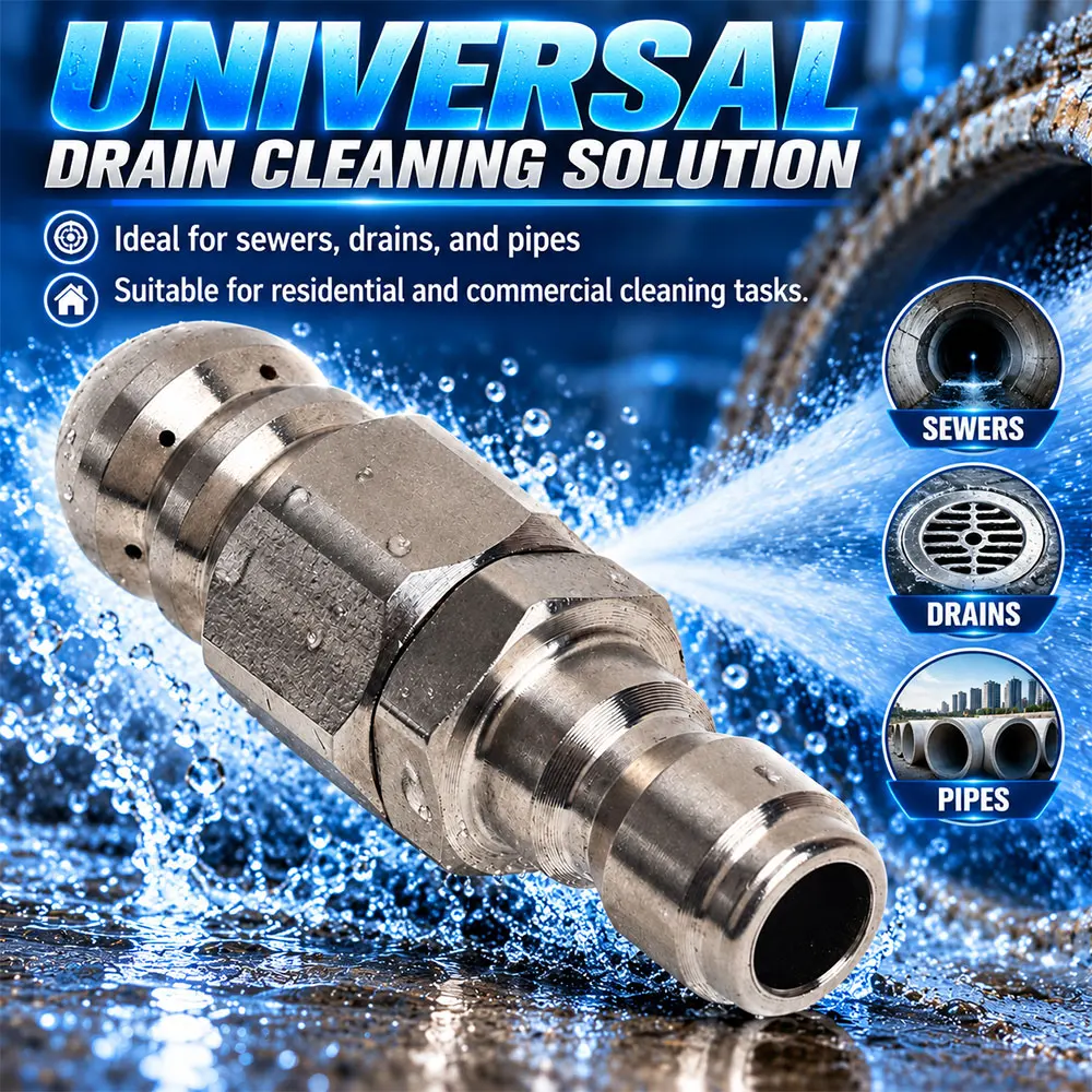 Water Jet High Pressure Sprayer Nozzle Clean Sewer 1/4