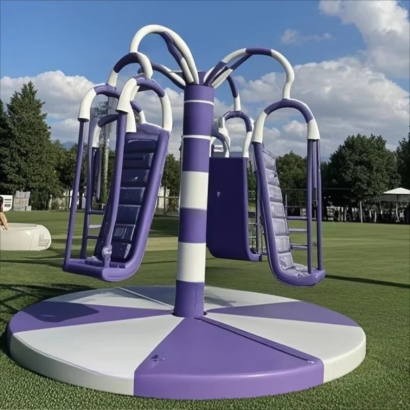 Customized new white purple indoor soft game equipment wooden carousel seat custom playground