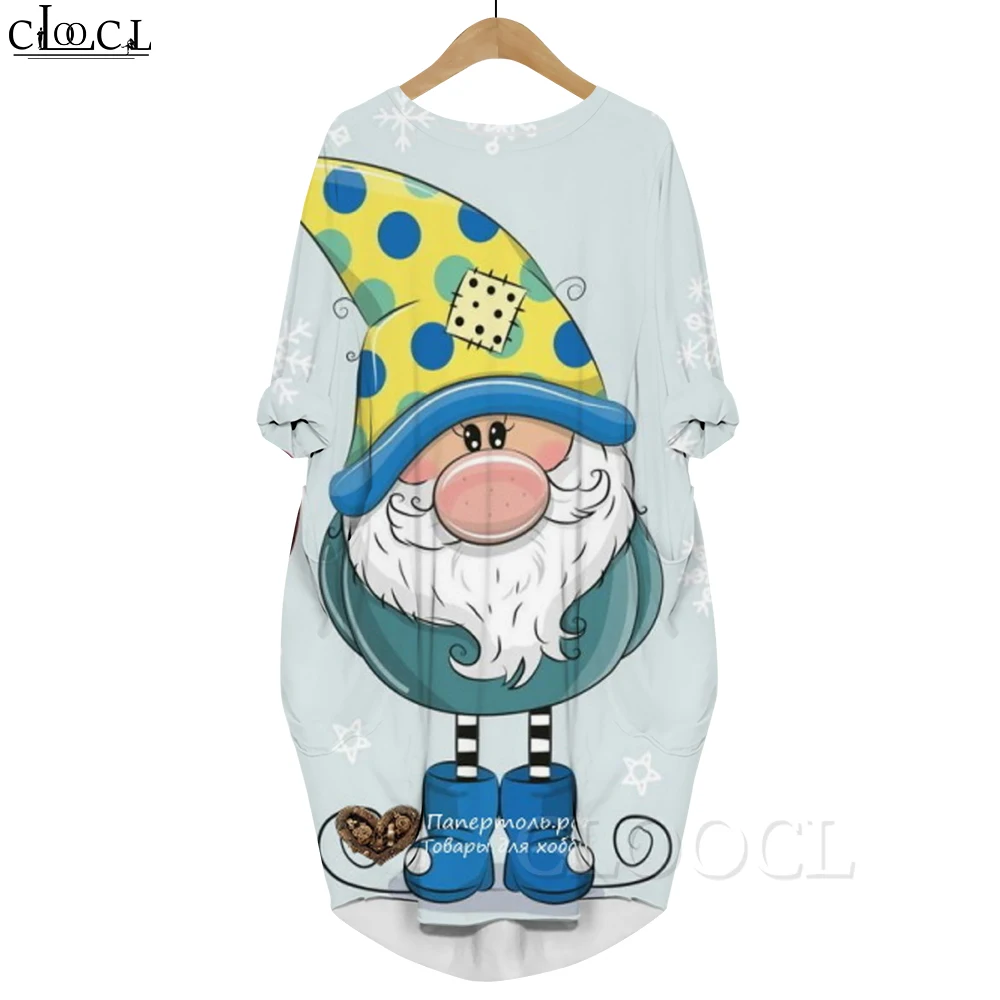 CLOOCL Kawaii Dress 3D Printed Streetwear Santa Claus Pattern Long Sleeve Dress Women Oversize Dresses Fashion Harajuku Style