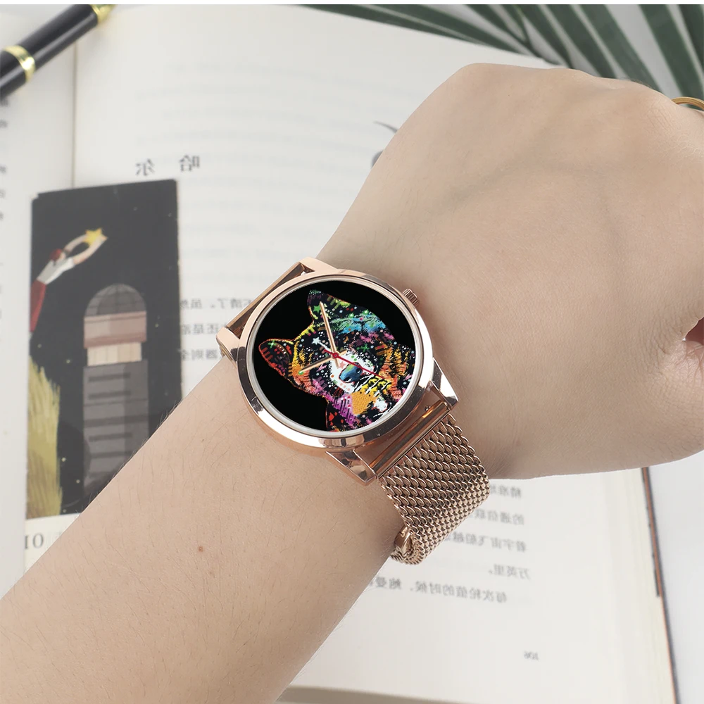 Jam Tangan Universal 45/38 mm Dial Personalisasi untuk Wanita, Gelang Jam Tangan untuk Pria, Jam Tangan Quartz Rose Gold