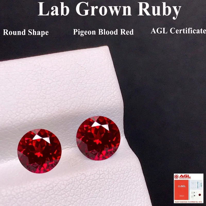 Top Quality Lab Grown Ruby Round Shape Pigeon Blood Red Charm Beads for Diy Jewelry Making Ring Selectable Certificate