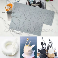 Swan Feather Silicone Cake Lace Mold Cake Decorating Tool Border Decoration Lace Mold kitchen Baking Tool Bakeware