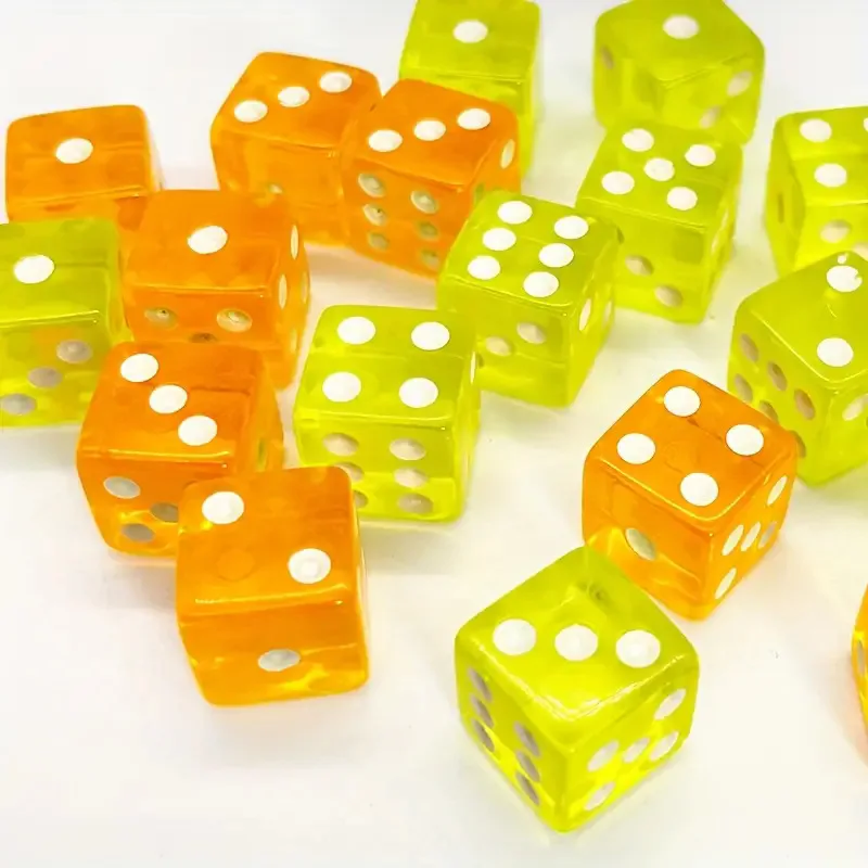 

10Pcs/Pack 16mm Crystal Transparent Acrylic Material Caramel Color Transparent Green Square Cornered Dice