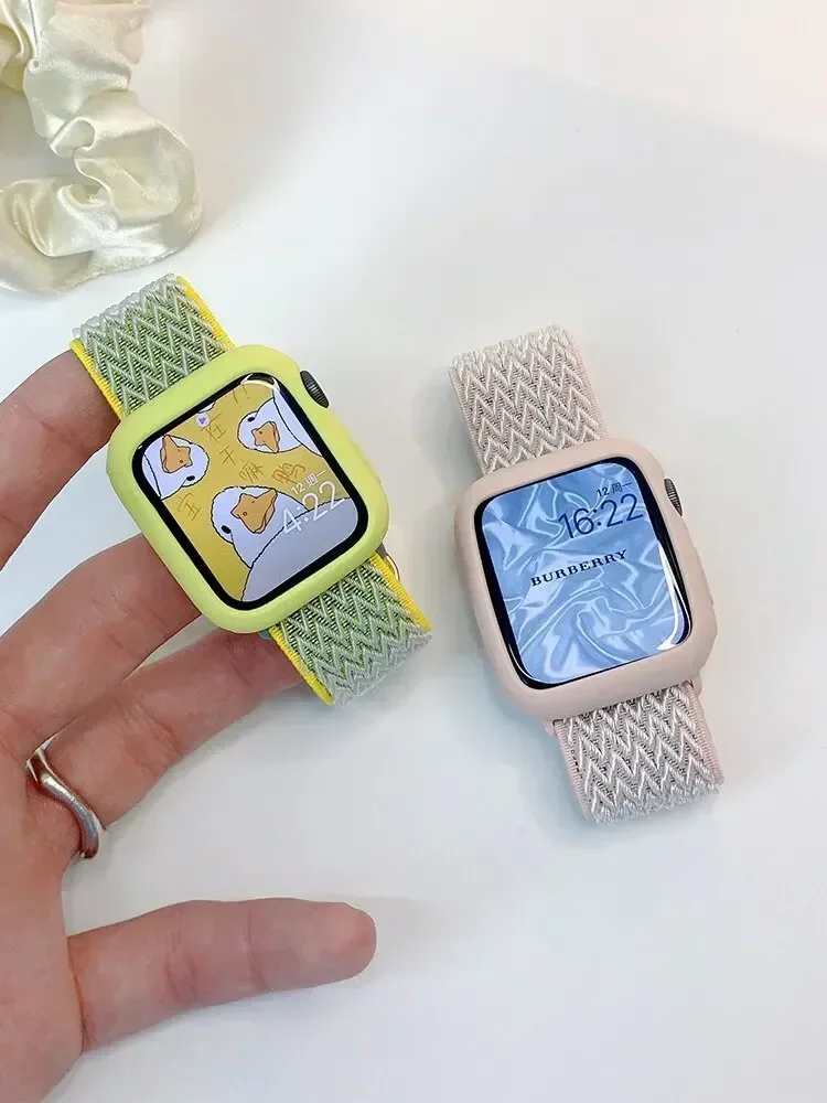 Scrunchie Strap for Apple watch band 45mm 44mm 40mm 41mm 42mm 46mm 49mm Elastic Nylon bracelet iWatch series 10 9 8 7 se Ultra 2