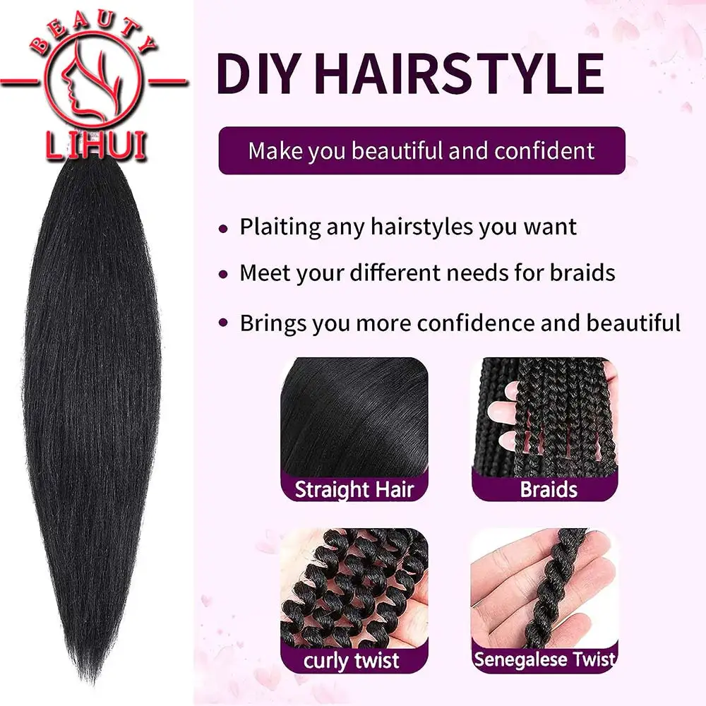 Soft Synthetic Braiding Hair For Kids Jumbo Braids Hair Kanekalon Fiber Xpression Pre Stretched Yaki Straight Hair Extensions