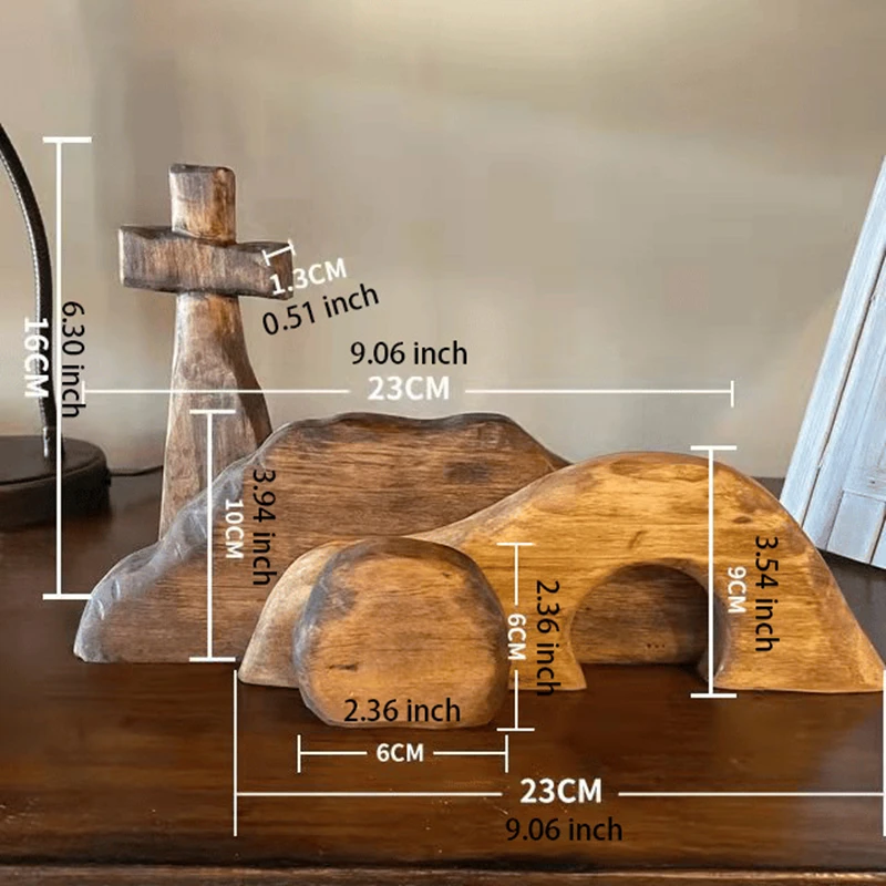 1 Set, Empty Scene Wooden Resurrection Scene, Jesus Tomb And Cross For Layered Trays, Religious Easter Decoration, Home Office