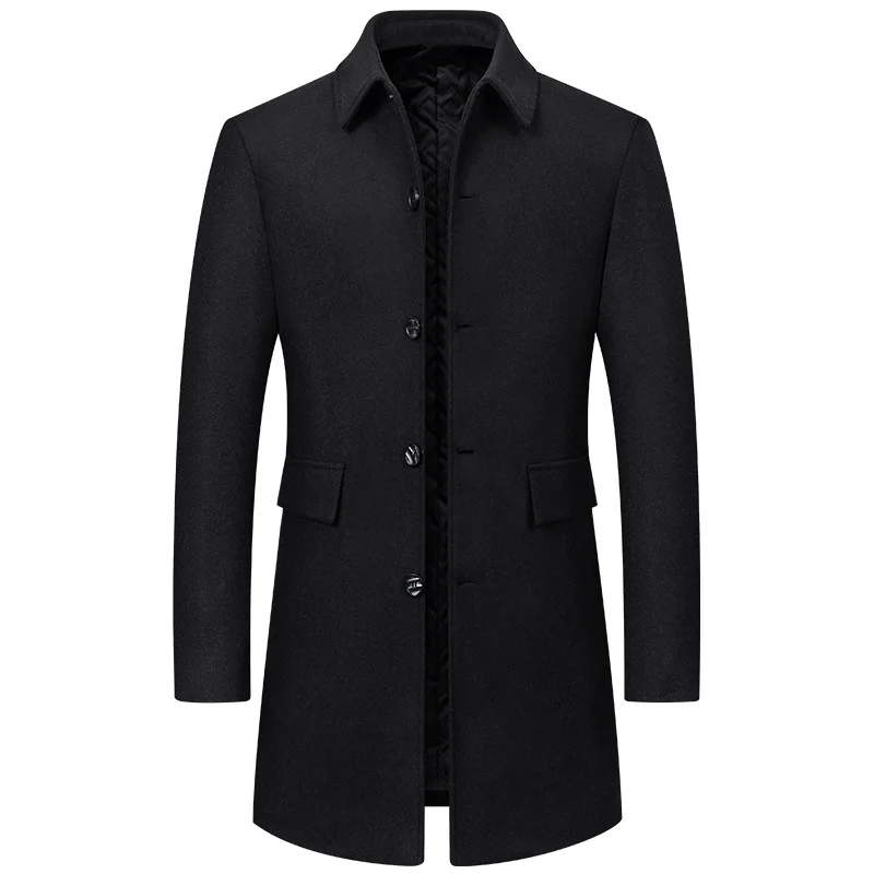 Brand Winter 25% Wool Men Thick Coats Turn Down Collar Male Fashion Woolen Blend Outerwear Coats High Quality Trench Jackets Man