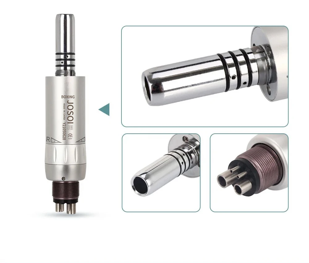 Dental Low Speed Handpiece Press Button Contra Angle 1:1 E-type 4 Holes Air Motor With Internal Water Cooling System