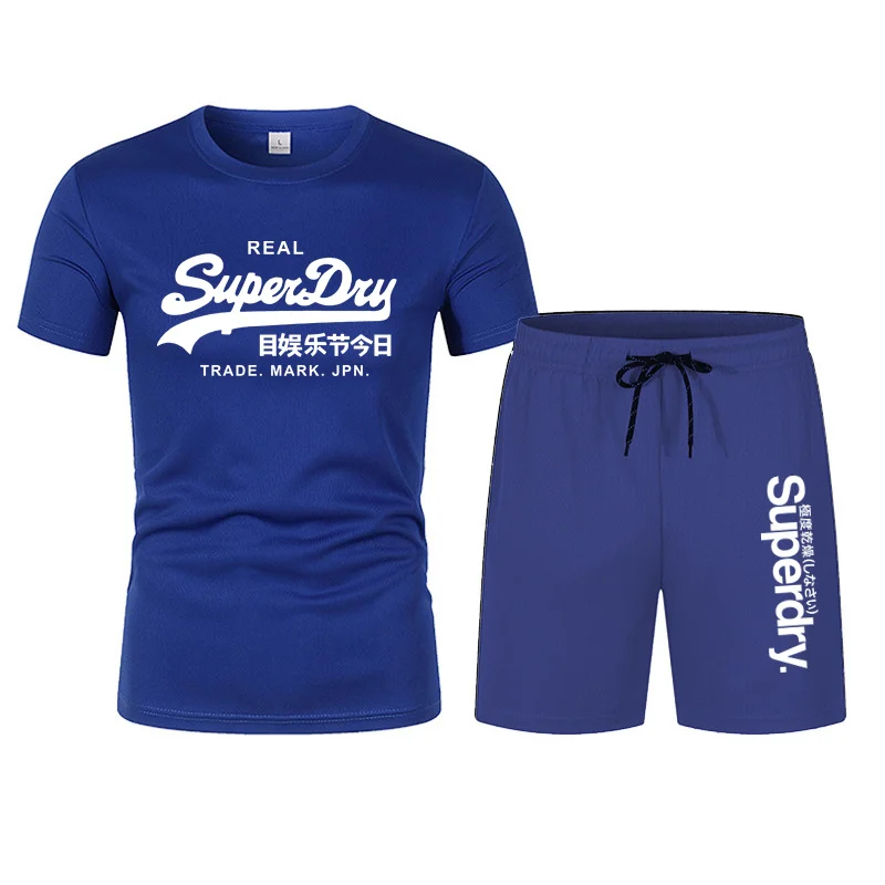 Summer Outdoor Sports Suit Men\'s Short-sleeved Shorts Casual Fashion Two-piece Set Breathable Quick-drying Fitness Clothes S-3XL