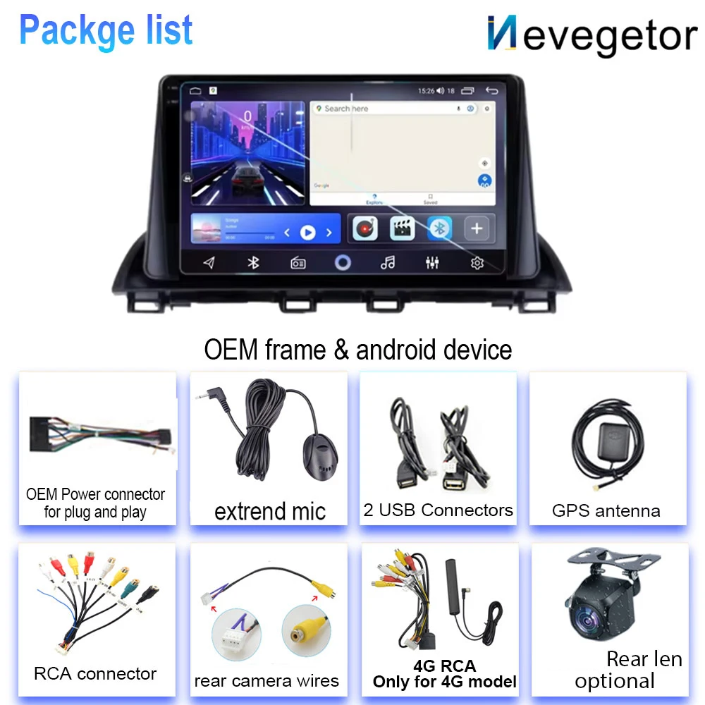 راديو السيارة لمازدا 3 Axela 2014 - 2019 2 Din أندرويد سيارة ستيريو نظام تحديد المواقع واي فاي الملاحة الوسائط المتعددة مشغل فيديو رئيس وحدة Autoradio