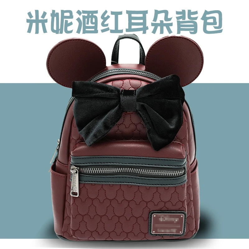 Disney Bordeauxrood Mickey Mouse Pu Rugzak Lederen Modemerk Rugzak Beste Verjaardagscadeau Outdoortas Mooie Mochila