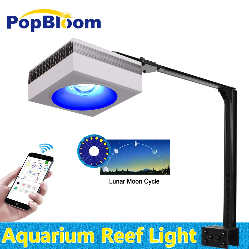 

PopBloom-WiFi Saltwater Aquarium Led Lighting 100W,Marine Led Aquarium Lamp For 60cm/24" Seawater Fish Tank Lights,Reef Coral