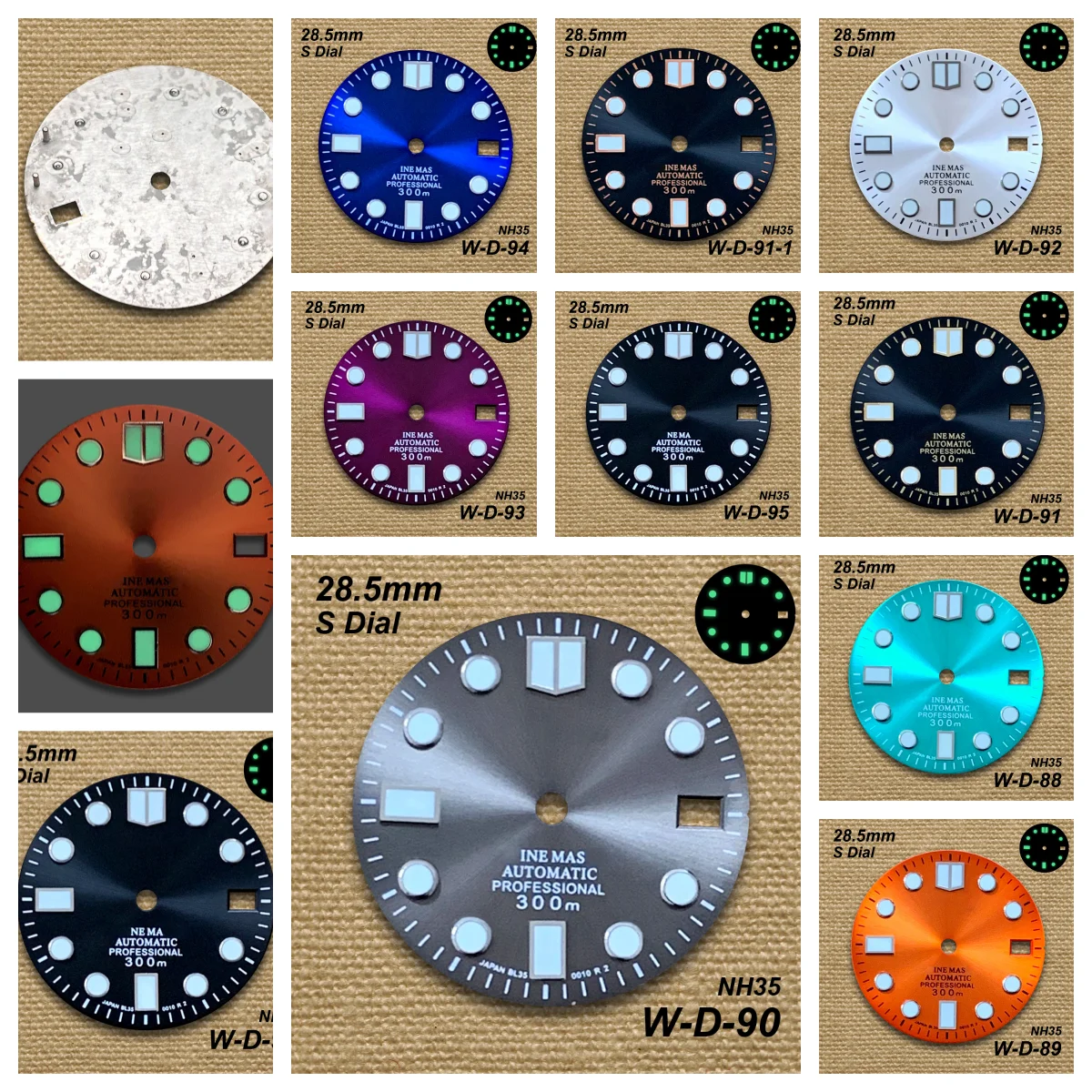 28.5mm Sunray Enamel S Dial Suitable for NH35/NH36 Movements Green Luminous Quality Diving Watch Modification Accessories