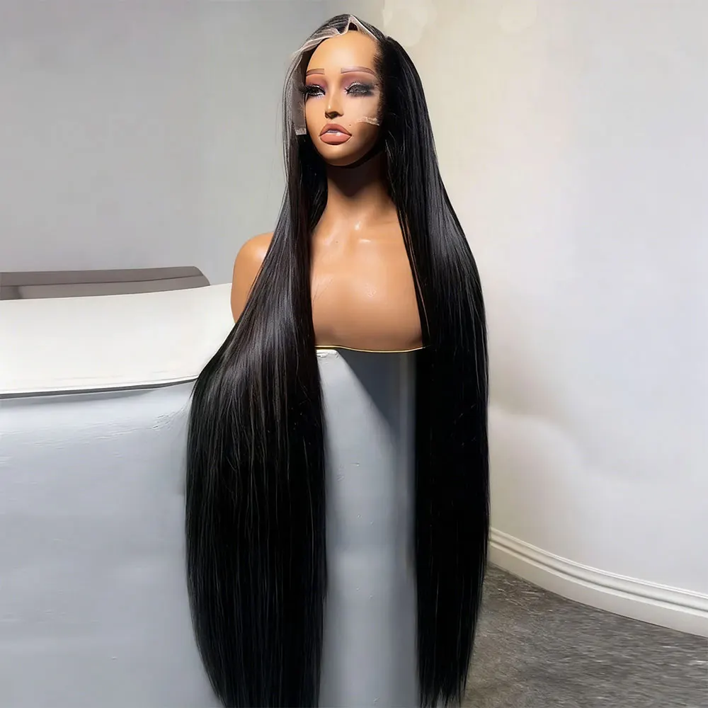 40インチ 300密度 13x4 13x6 HD ボーンストレート レースフロントウィッグ 黒人女性用 ブラジル人毛 透明レースフロントウィッグ