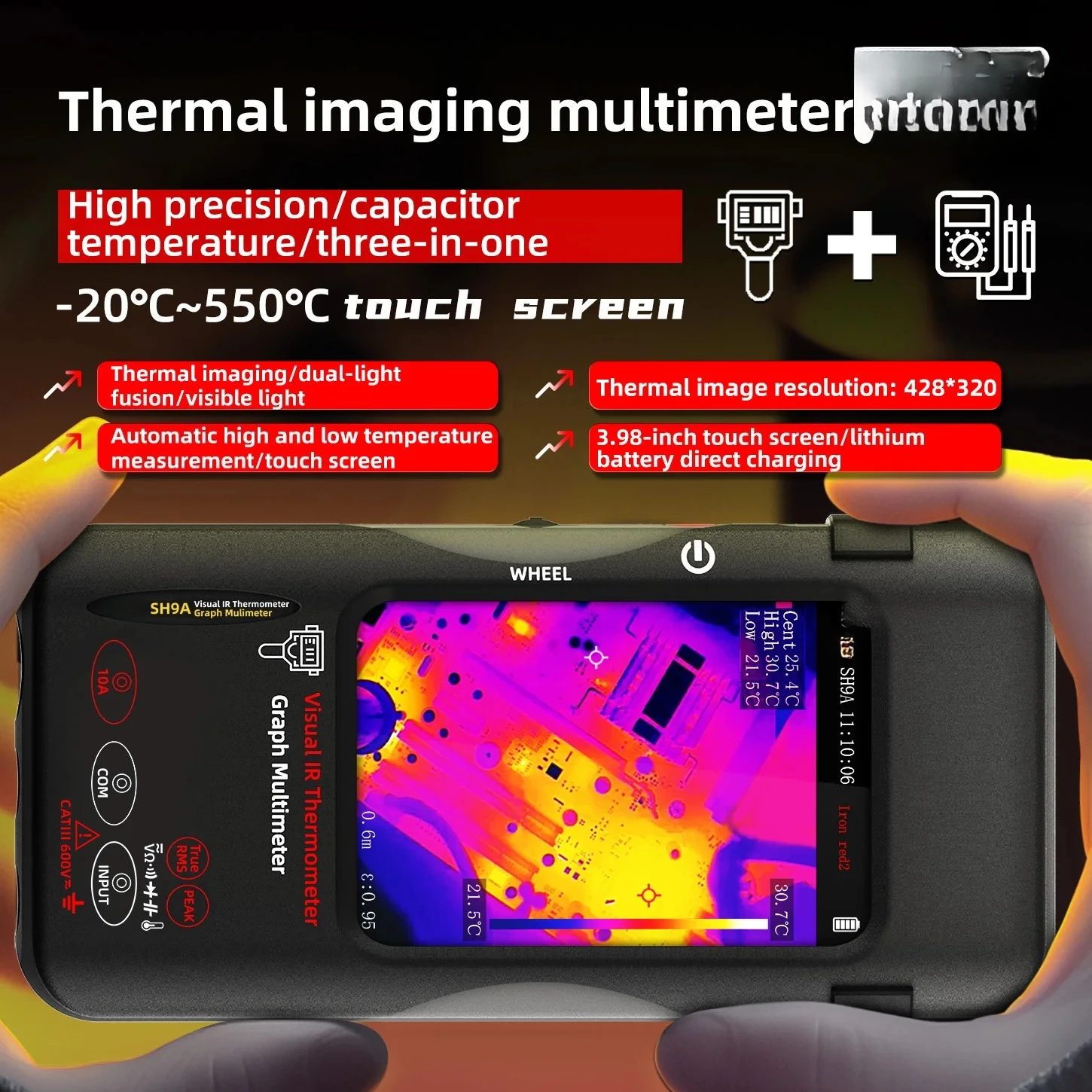 SH9A SH9 320*428 Thermal Imager Camera Digital Multimeter 2 in 1 IR Camera for Macro lens Current Voltmeter