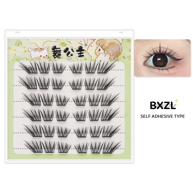 DINGSEN Selbstklebende Cluster-Wimpern, 6 Reihen, einzelne Wimpern, kein Kleber erforderlich, koreanisches Make-up, DIY-Wimpern, natürliche Wimpern – Detail 28
