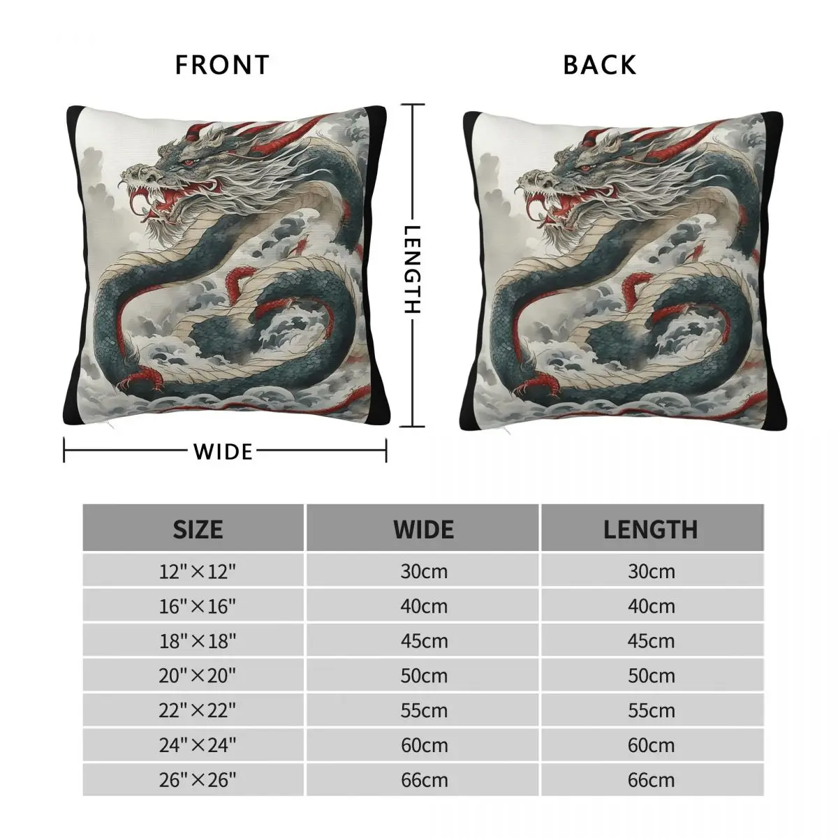 Zodiac Dragon Year Square Pillowcase Polyester Linen Velvet Printed Zip Decor Pillow Case Car Cushion Cover 45x45