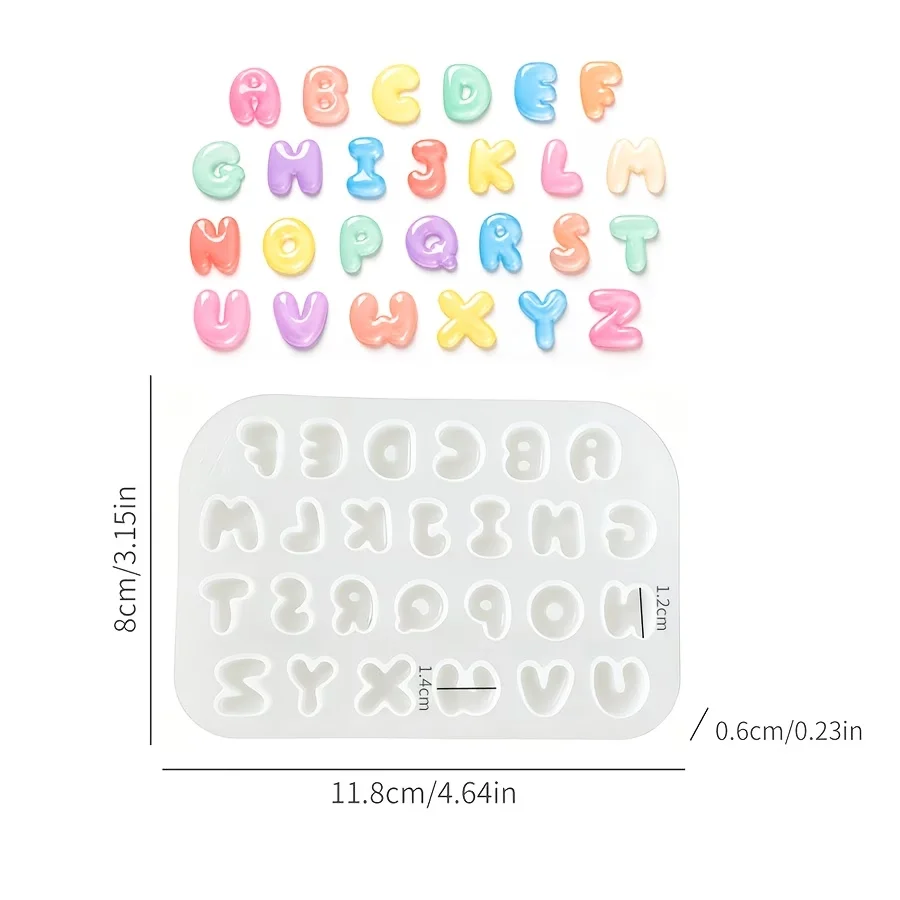 Silicone Mini Alphabet Resin Molds | Flexible Reusable A‑Z Epoxy Casting Molds | for DIY Jewelry, Keychains, Charms & Handmade