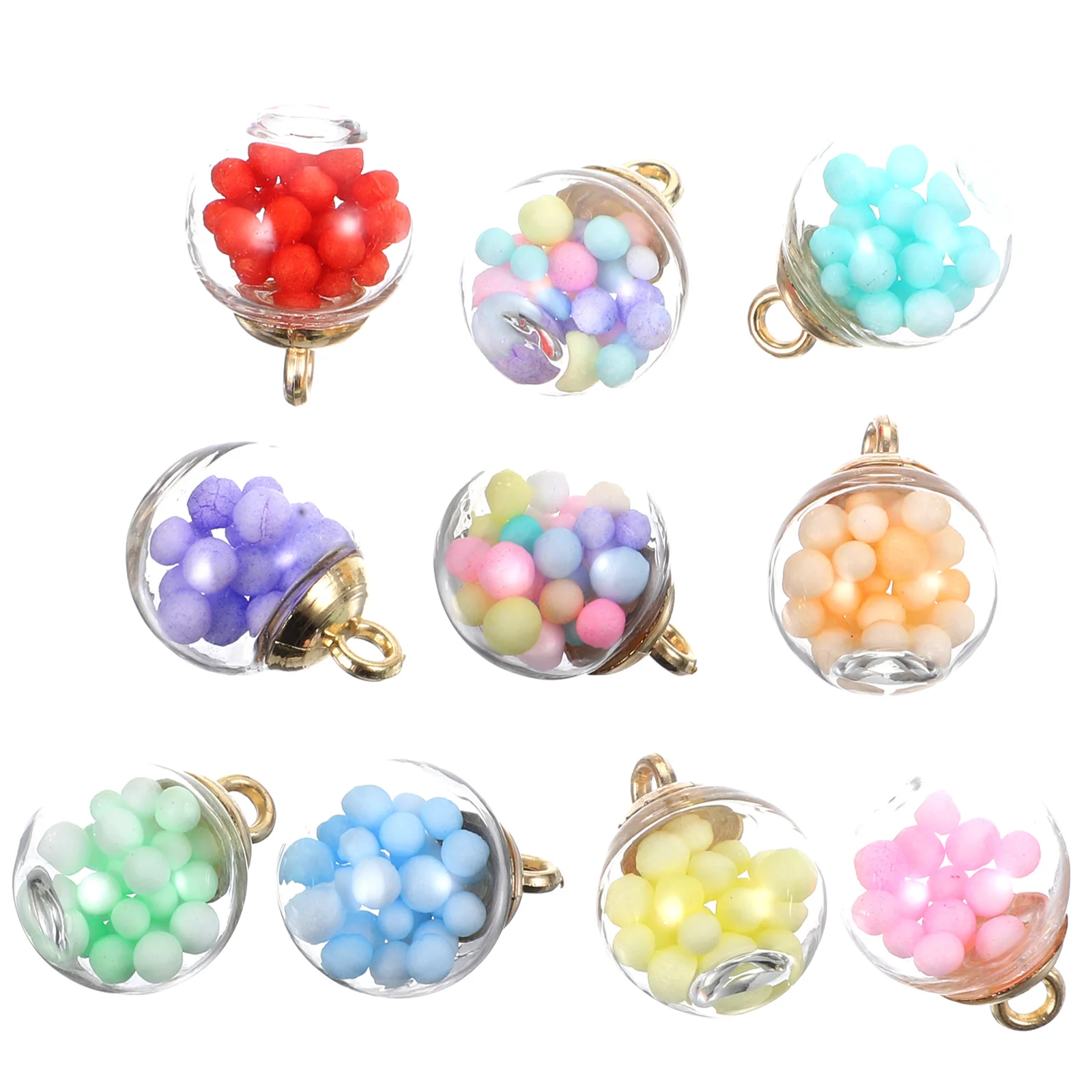 10개 유리 볼 참 장식 투명 DIY 펜던트 귀걸이 목걸이 보석 제작 공예 프로젝트 열쇠고리 액세서리