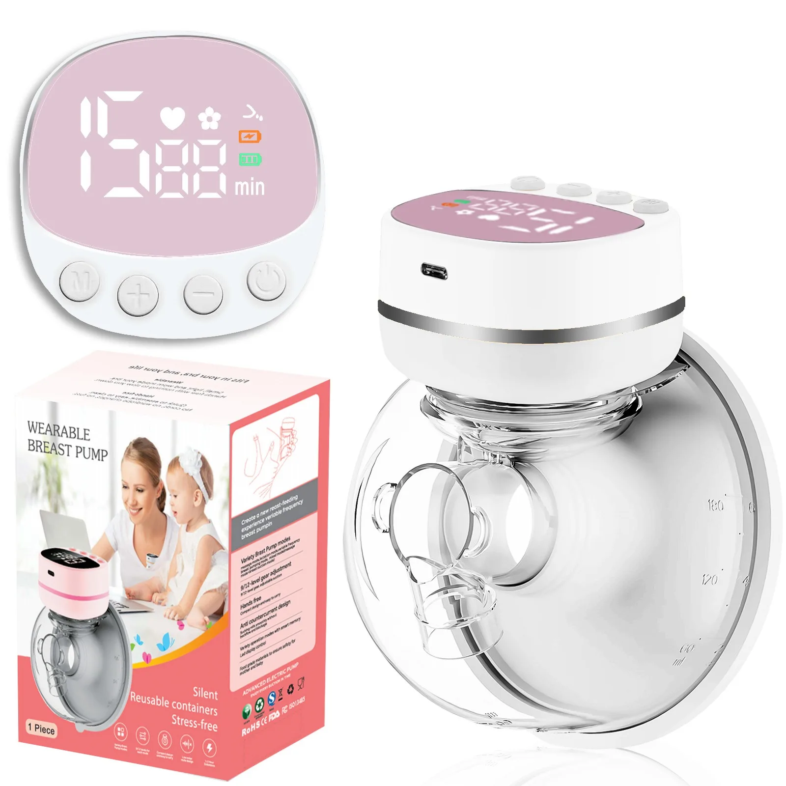 Invisible Electric Breast Pump Portable 5 Mode&15 Gear Machine Handsfree BPA Free For Breastmilk Collector For Breastfeeding
