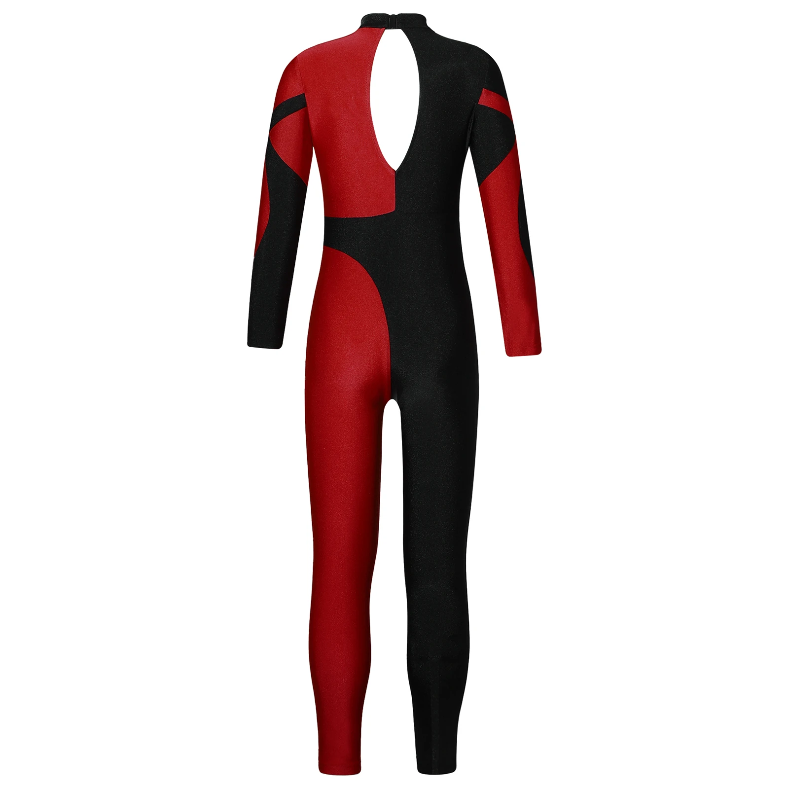 Kids Girls Gymnastics Ballet Dance Leotard Figure Skating Jumpsuit Shiny Rhinestone Long Sleeve Bodysuit Performance Dancewear