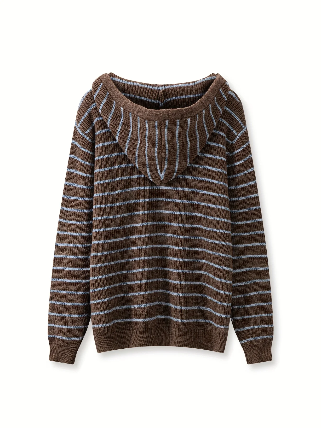 Women's Hooded Striped Sweater - All-Season Soft Tunic, Versatile Layering for Daily Wear. Hand Wash.