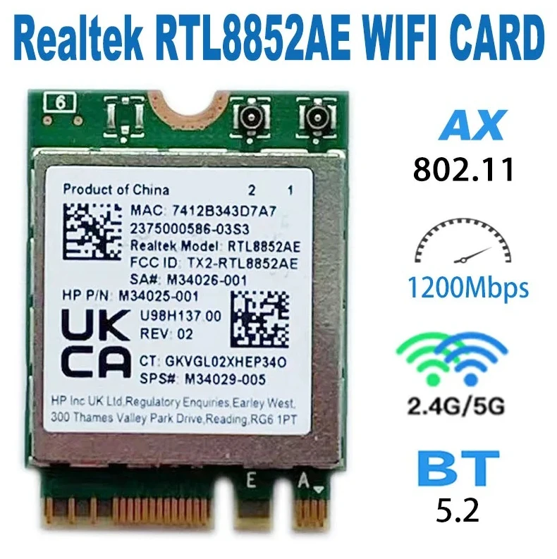 NN 2026 Rtl8852Ae Wireless Network Card M34026 001 Wifi6 Dual Band 2 4G 5G 802 11Ac Ax Mu Mimo Bluetooth 5 2 For Desktop Laptop