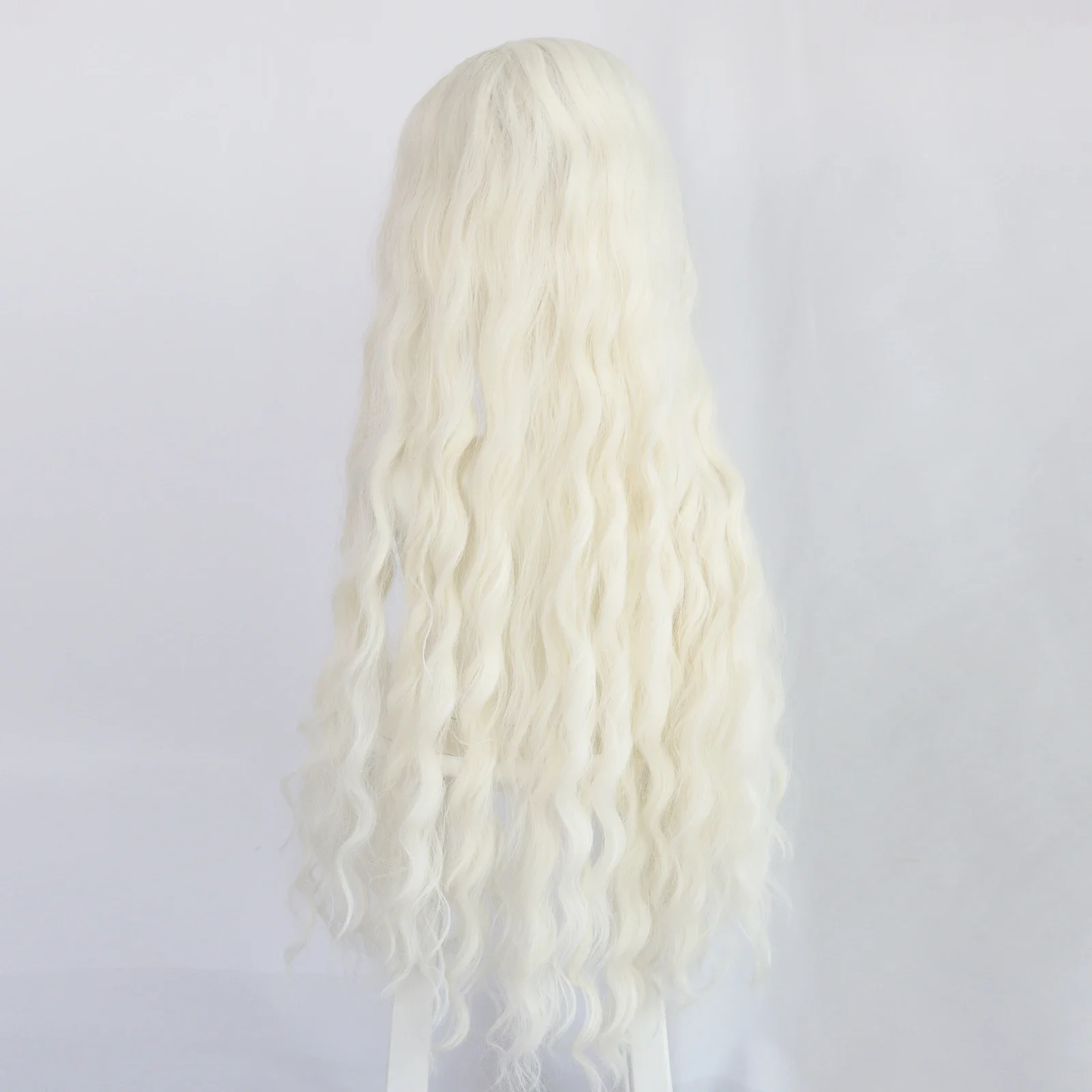 Peruca cosplay sintética ondulada extra longa para mulheres, branco leitoso, encaracolado, princesa, anime, cosplay, 32"