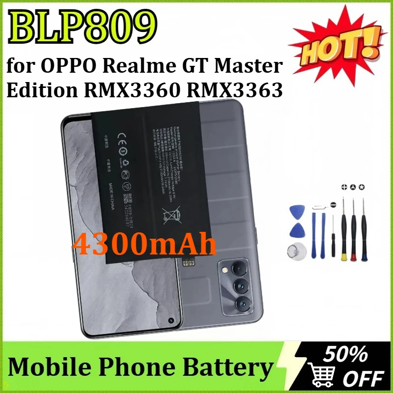 

BLP809 7.74V 4300mAh for OPPO Realme GT Master Edition RMX3360 RMX3363 Replacement High-Capacity Mobile Phone Battery + Tools